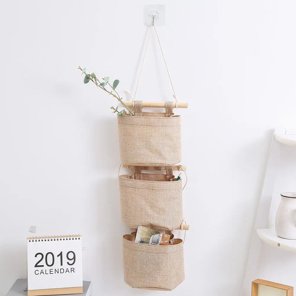 Однотонная подвесная сумка для хранения мелочей съемная дверь настенная дома