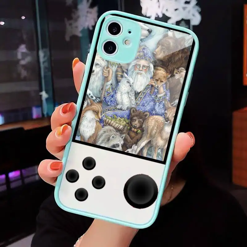 

Funny Santa retro game console Phone Case Matte Transparent for iPhone 7 8 11 12 s mini pro X XS XR MAX Plus cover funda