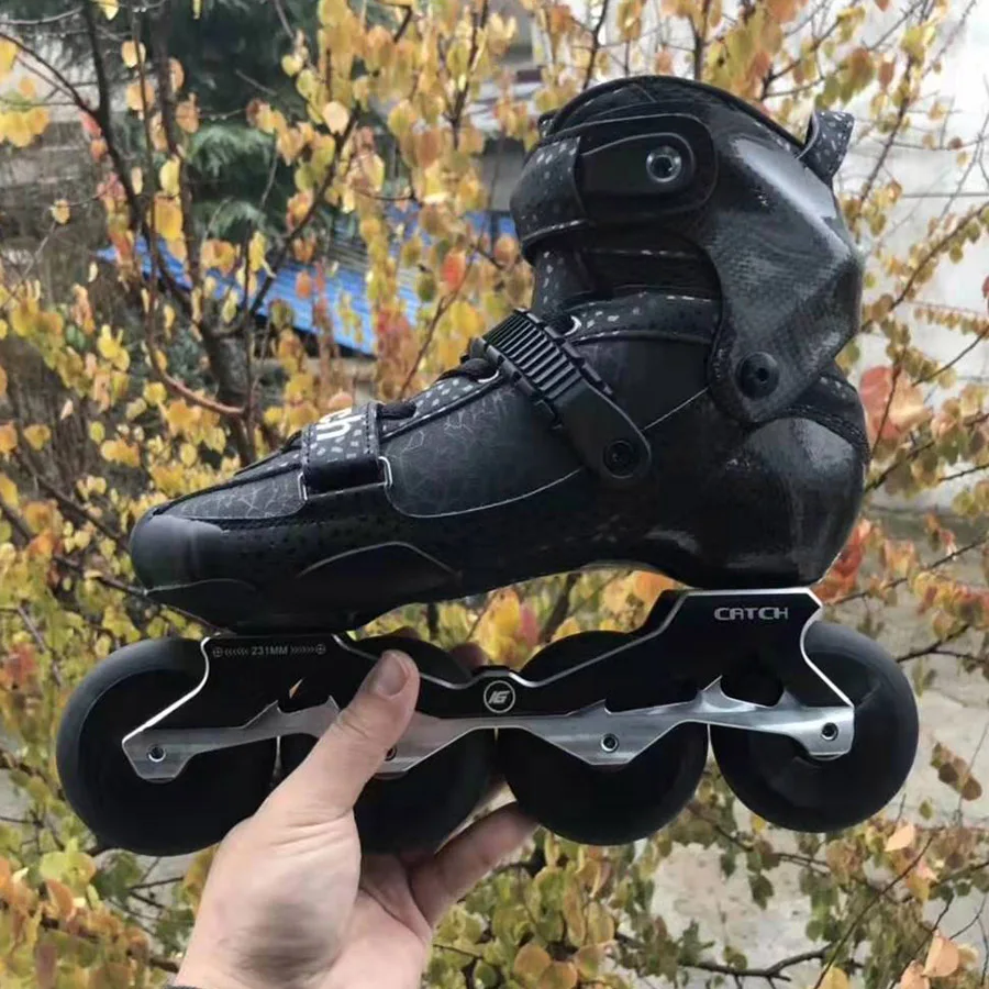 2019 поймать углеродное волокно Профессиональный Инлайн ролики для слалома