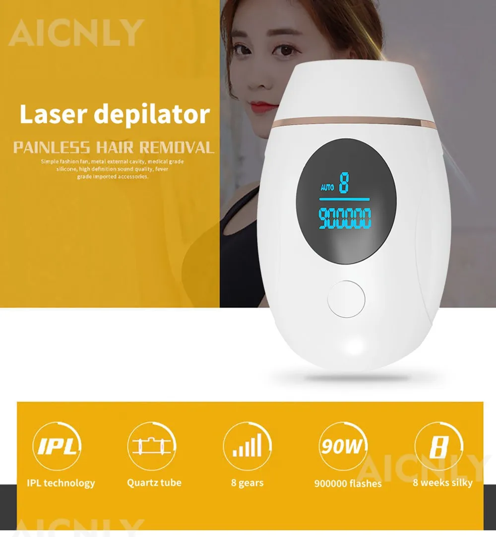 

900000 Flashes IPL Laser Epilator Hair Removal Machine Pulsed Light Electric Epilator Permanent Painless Epilator