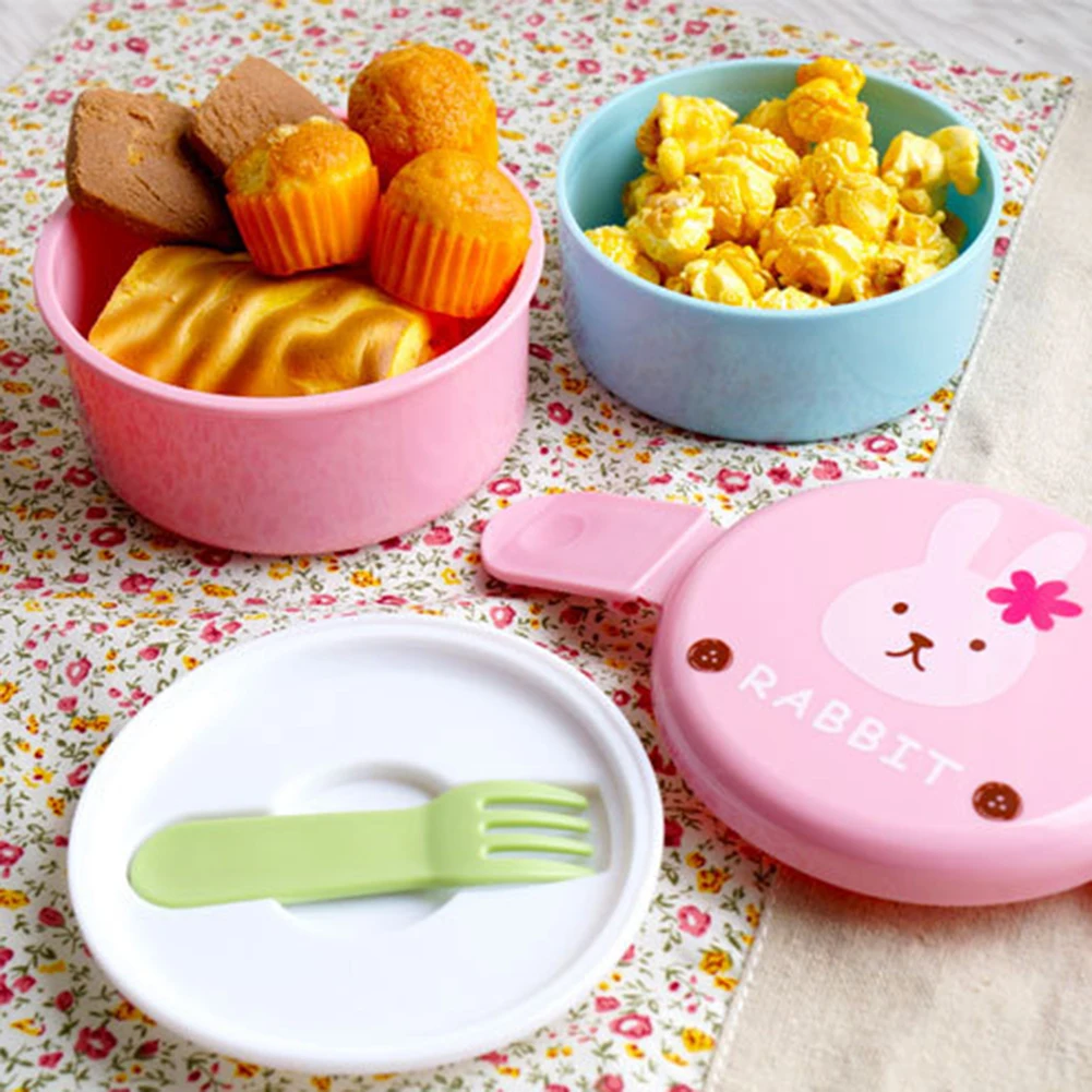 Мини-коробка для завтрака с микроwaveable зрачок Снэк бенто коробка вилкой Cuties