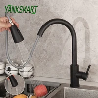 YANKSMART Luxury Kitchen Faucet Single Hole Pull Out Spout Kitchen Deck Mount Basin Sink Stream Sprayer Head Mixer Water Tap