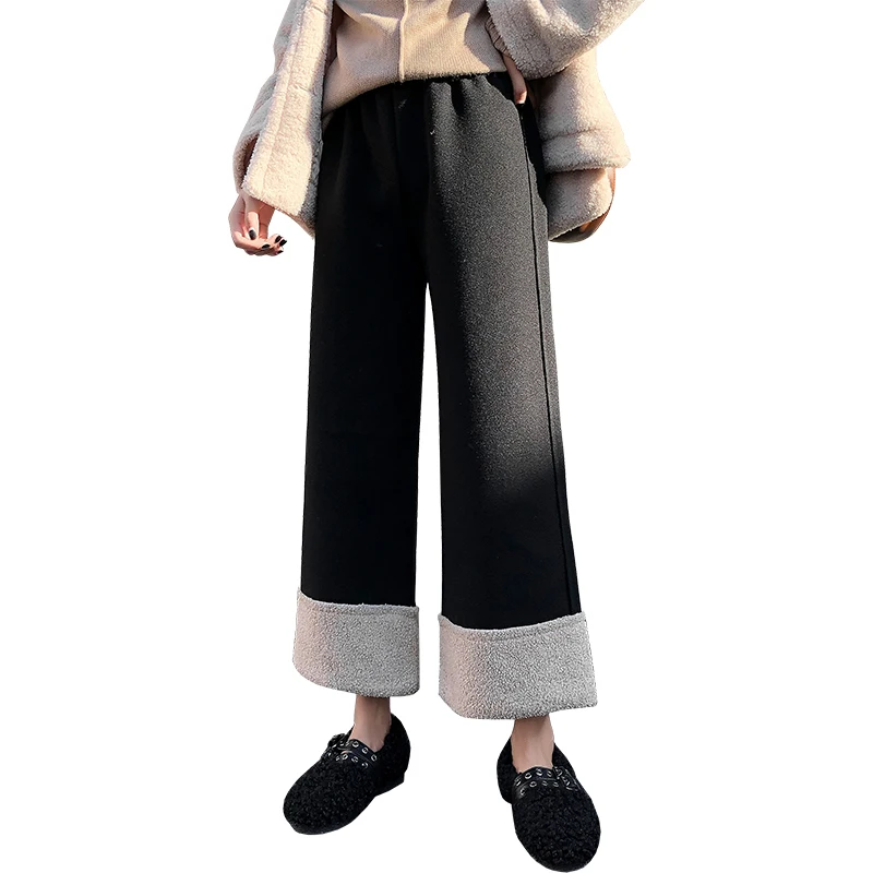 

Women Woolen Pants wide leg pants 2021 Autumn Winter New Elegant ankle-length trousers High Waist Casual Harem Pants Mujer