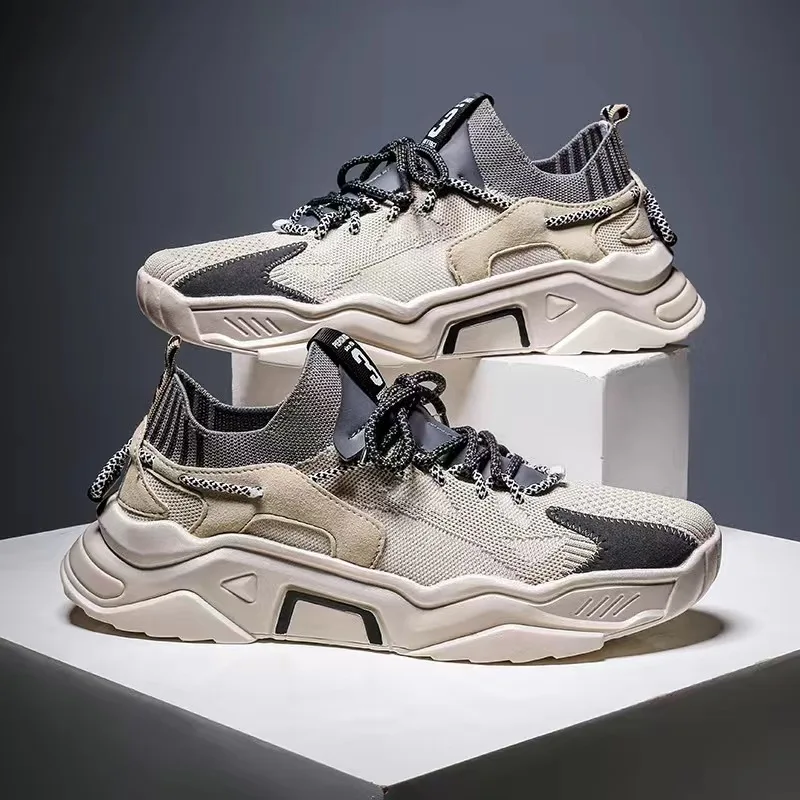 Мужские сетчатые кроссовки легкие удобные дышащие сникерсы на шнуровке
