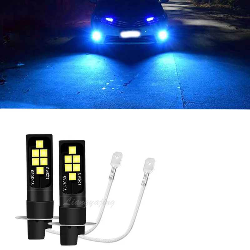 2 шт. H3 Автомобильные противотумансветодиодный светильник пы 3030 12SMD Canbus лампа DRL