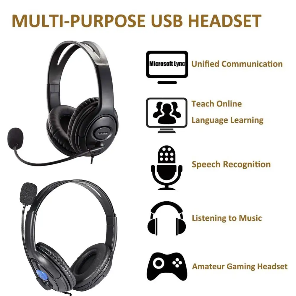 USB Gaming Headset Adjustable Wired Computer Headphones With Microphone Music Gamer Earphones For Laptop PC Skype Office |