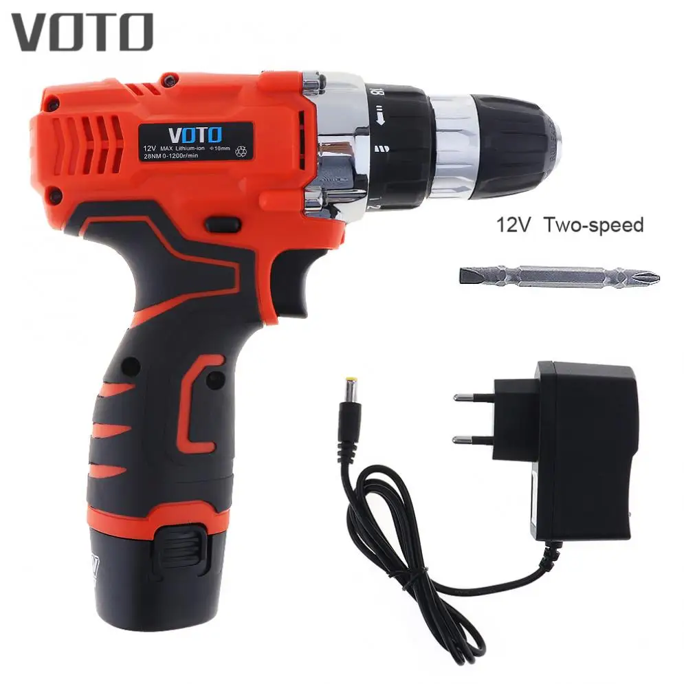 Электрическая отвертка 12 В с поворотом две скорости для обработки шурупов и