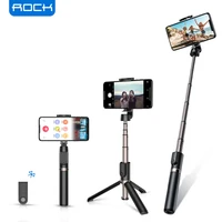 rock 3 in 1 wireless bluetooth selfie stick foldable handheld mini tripod monopod with wireless remote for iphone xiaomi android