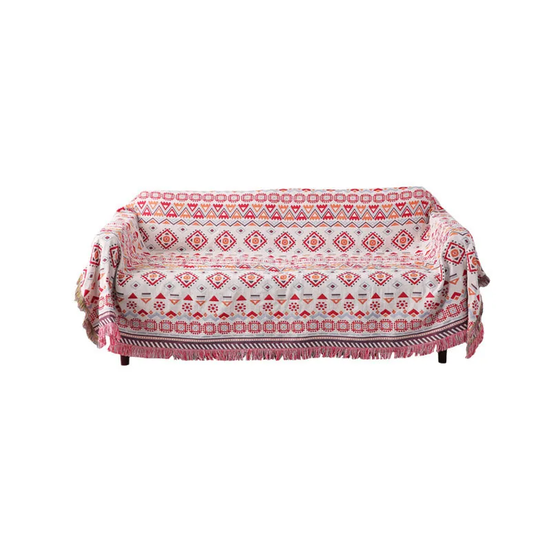 Богемное трикотажное одеяло с геометрическим принтом для дивана