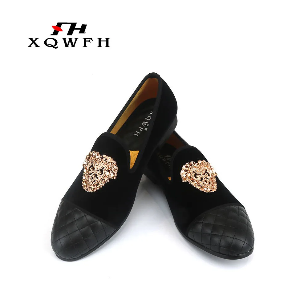 XQWFH новинка 2019 Мужская бархатная обувь с металлической пряжкой тапочки для