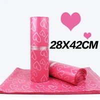 50pcs 28x42cm pink heart courier bags mailing shipping logistics bag self seal envelops waterproof plastic packaging bag