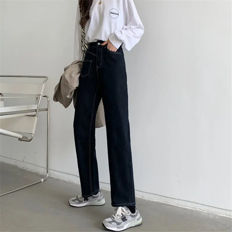

Harajuku Korean Hot Large Size Loose Slim Comfortable Jeans Fashion New All Match High Waist Streetwear Denim Trousers