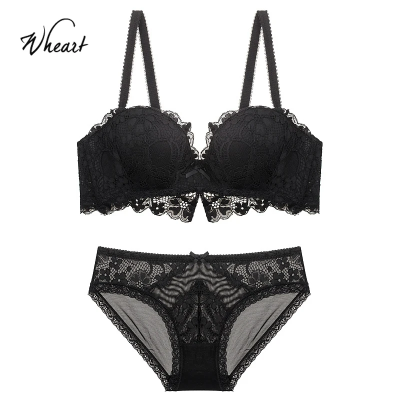 Wasteheart для женщин модное серое платье с кружевным бантом бюстгальтер комплекты на