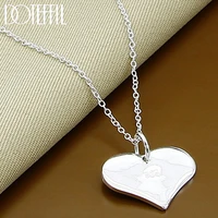 doteffil 925 sterling silver 18 inch chain heart tag pendant necklace for women wedding engagement party jewelry christmas gifts