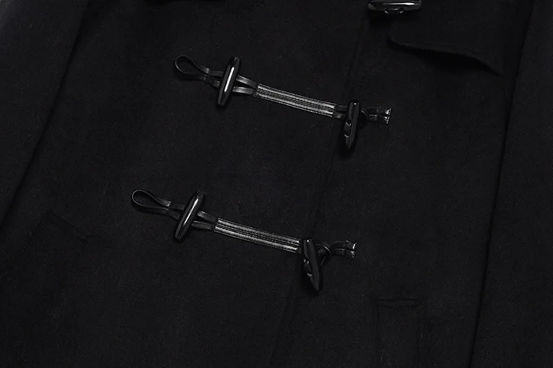 

Horn Loose Fit Button Big Size Long Woolen Coat Parkas New Lapel Long Sleeve Women Fashion Tide Autumn Winter 2021 1DD1099