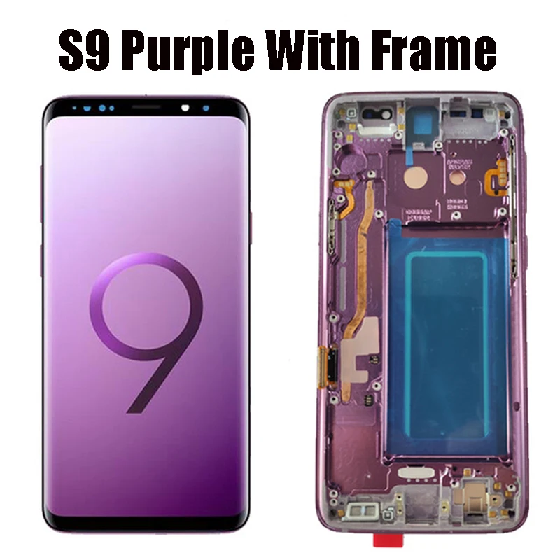 S9 Purple With Frame Без битых пикселей 5,8 ''дисплей для SAMSUNG Galaxy S9 G9600 ЖК-дисплей с кодирующий преобразователь сенсорного экрана в сборе запасные части - Цвет: S9 Purple With Frame