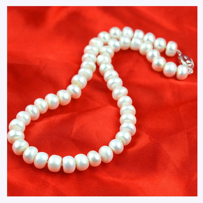 Натуральный пресноводный жемчуг овальное ожерелье 8-9 мм около круглого жемчуга