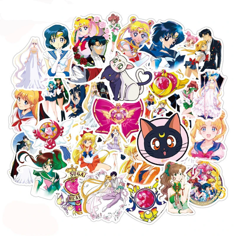 

10/30/50pcs/pack Sailor Moon Japanese anime Stickers Lable For Refrigerator Car Helmet Gift box Bicycle Guitar manga sticker toy