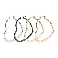 stainless steel exaggerated big heart earrings for women simple minimalist hoop earrings party jewelry oorbellen