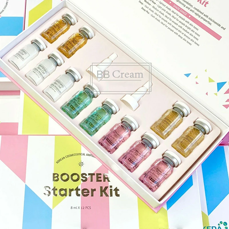 

BB Cream Glow Booster Starter Kit Mesowhite Whitening Stem Cell Culture Gold Serums Dermawihte EGF Peptide Mixed Pigment Ampoule