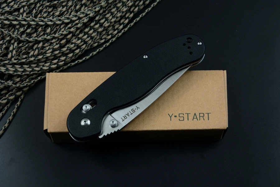 Y-START крысиный нож AUS-8 лезвие тактические Приключения обучение карманные ножи оси G10 ручка черного или камуфляжного цвета