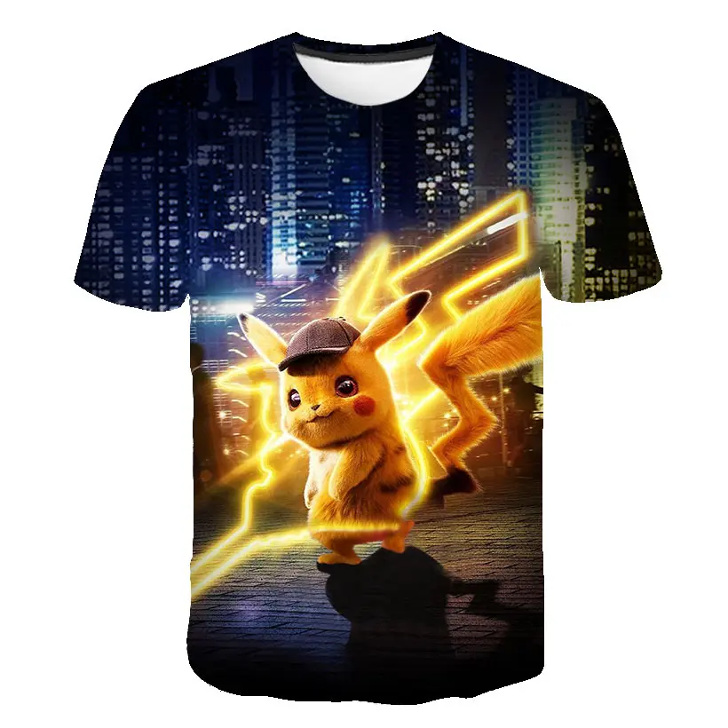 

Pokemon- T Shirt Cartoon Baby Kids Boys Girls Children Short Sleeves Summer Clothing Pikachu Cartoon Print Pikachu Tee Children