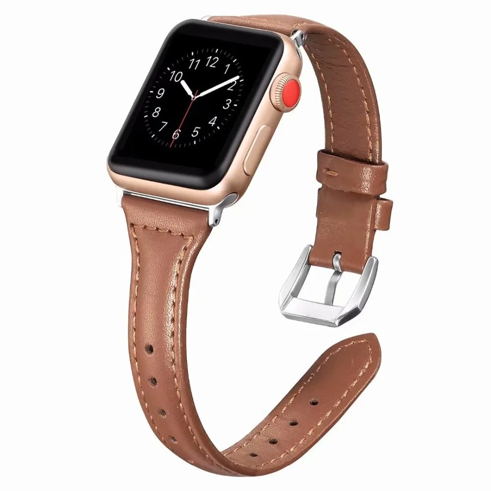 Лучшая цена от производителя кожаный ремешок для Apple Watch Band 40 мм 44 iwatch 38 42 Strapseries