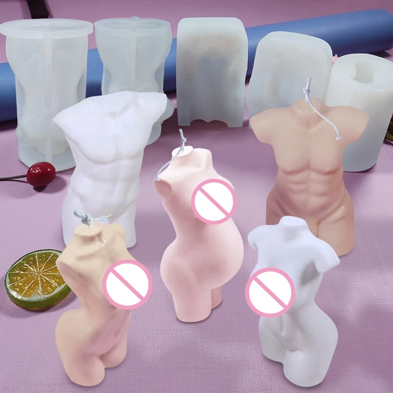 

ANGELADY DIY Human Body Art Mold Home Decor Female Male Body Model Stand Ornaments Silicone Resin Casting Mold Dropshipping