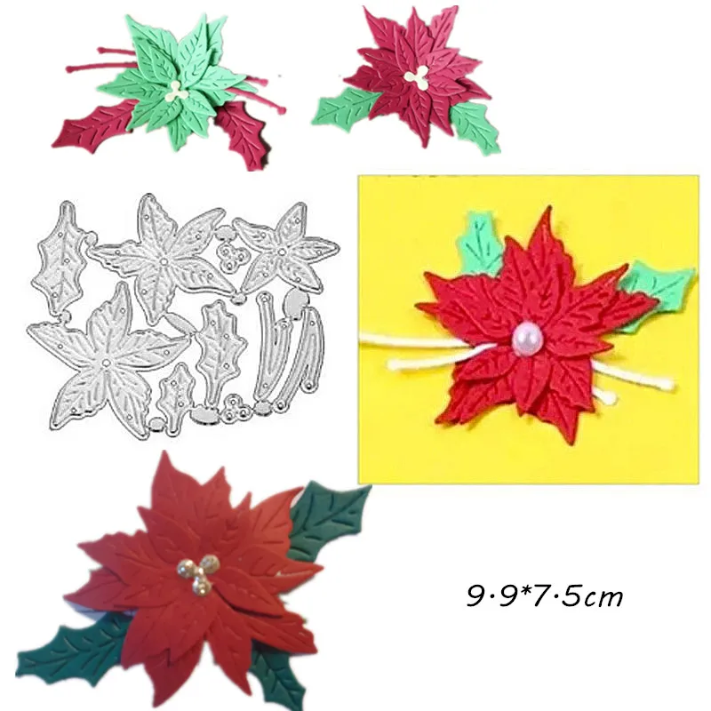 Металлические Вырубные штампы форма для вырезания рождественские цветы листья