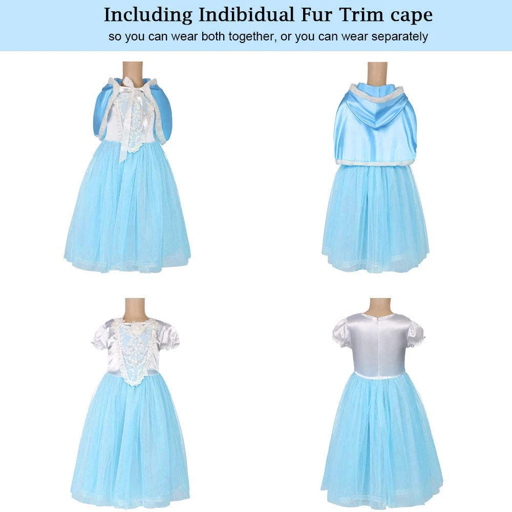 Платье Эльзы + плащ Анны для девочек одежда принцессы детские платья косплей