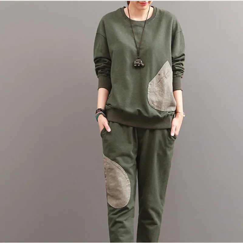 Женский Повседневный костюм осень 2019 новый пуловер и брюки комплект из двух