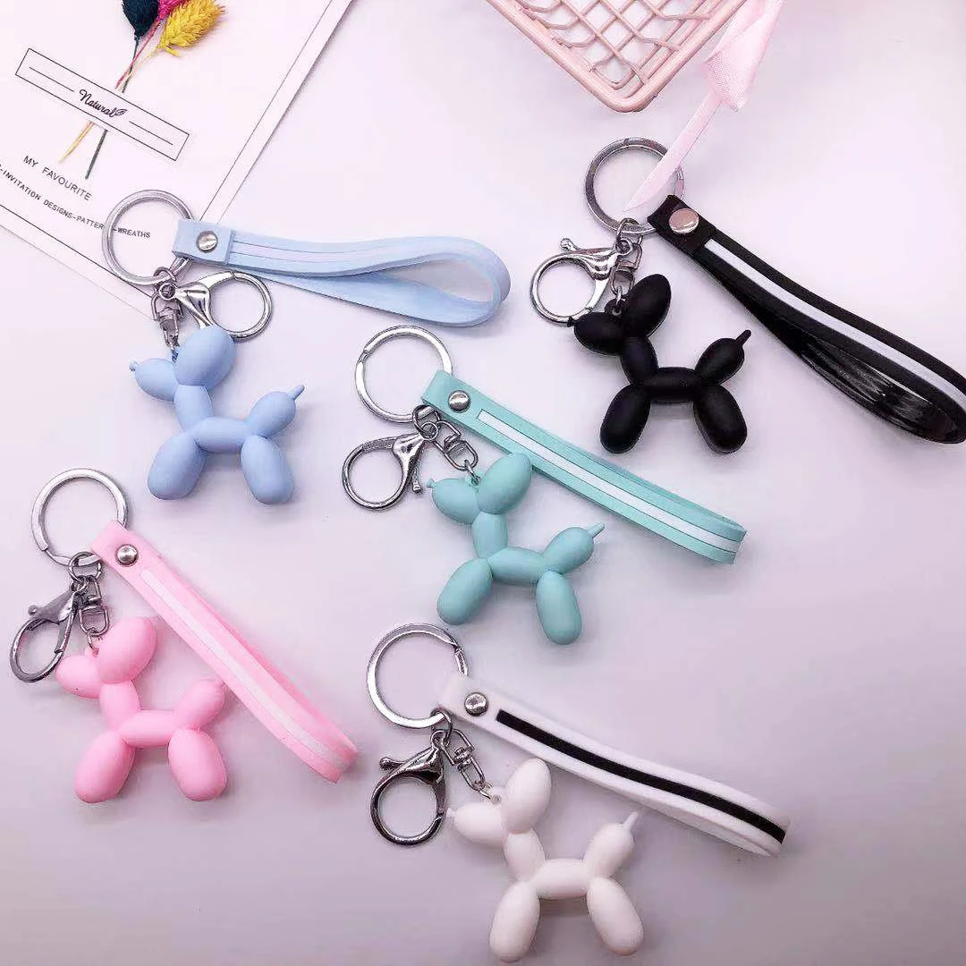 

Cartoon Balloon Dog Keychain Colorful Soft Rubber PVC Lovely Dog Keychains For Women Key Chain Car Key Ring Bag Pendant Jewelry