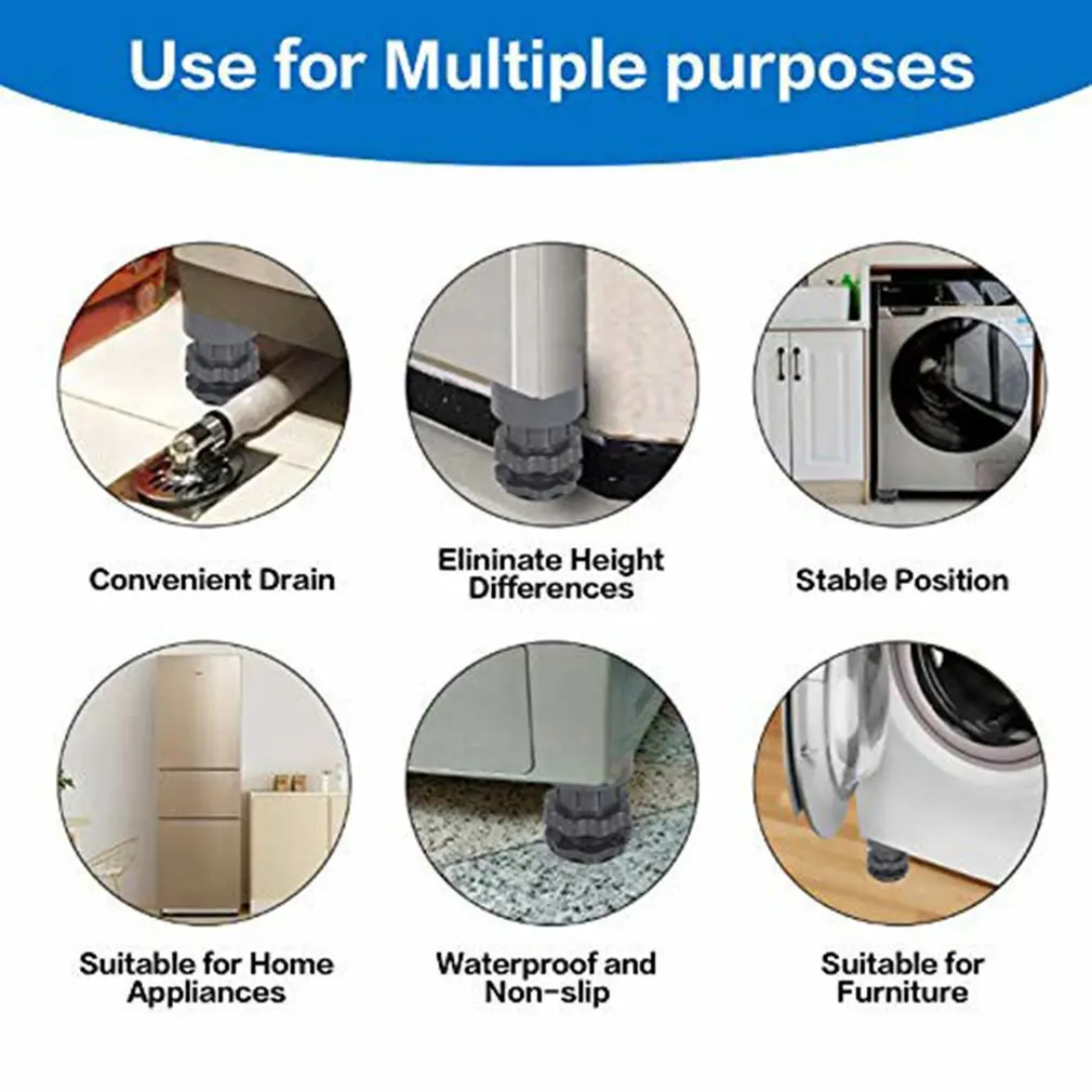 

Washing Machine Accessories Rubber Foot Pad Adjustable Foot Pad Moisture-proof Shock-absorbing Heightening Foot Pad Base
