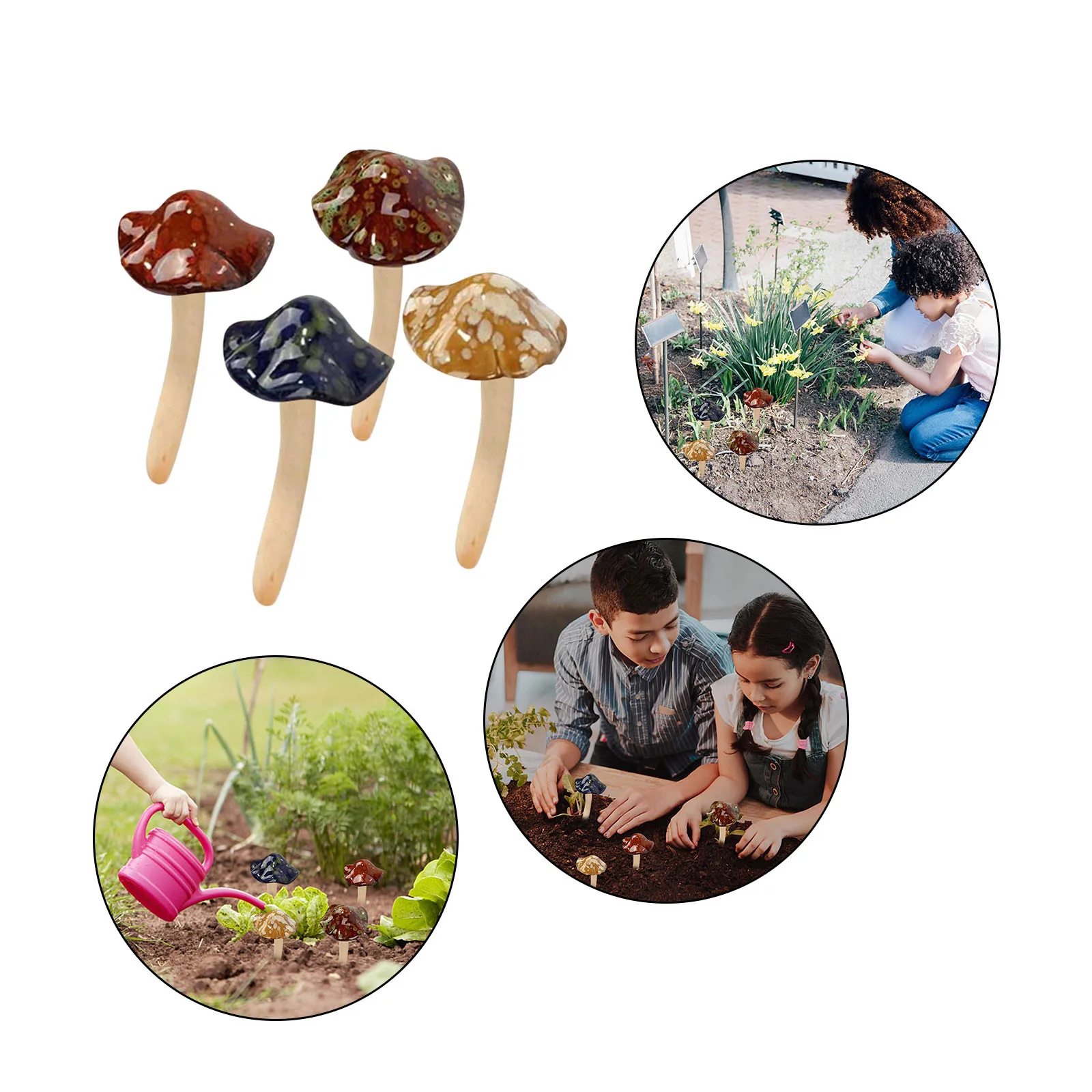 8 шт мини красочные Керамика грибы статуи Декор статуя для садовые горшки