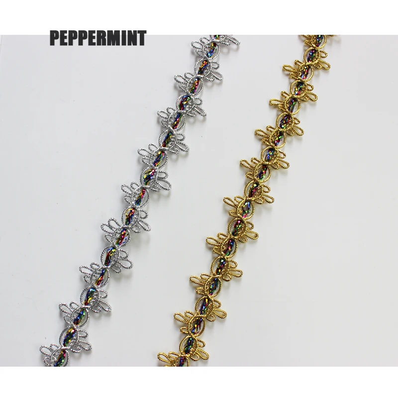 Золотистая тесьма с зигзагом 3 ярдов 20 мм металлическая золотистая плетеная