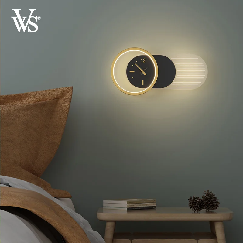 

VVS 2022 New Style Black Gold Wrought Iron Led Wall Lamp Bedroom Bedside Sconce White Light Warm Light 220V Wall Light