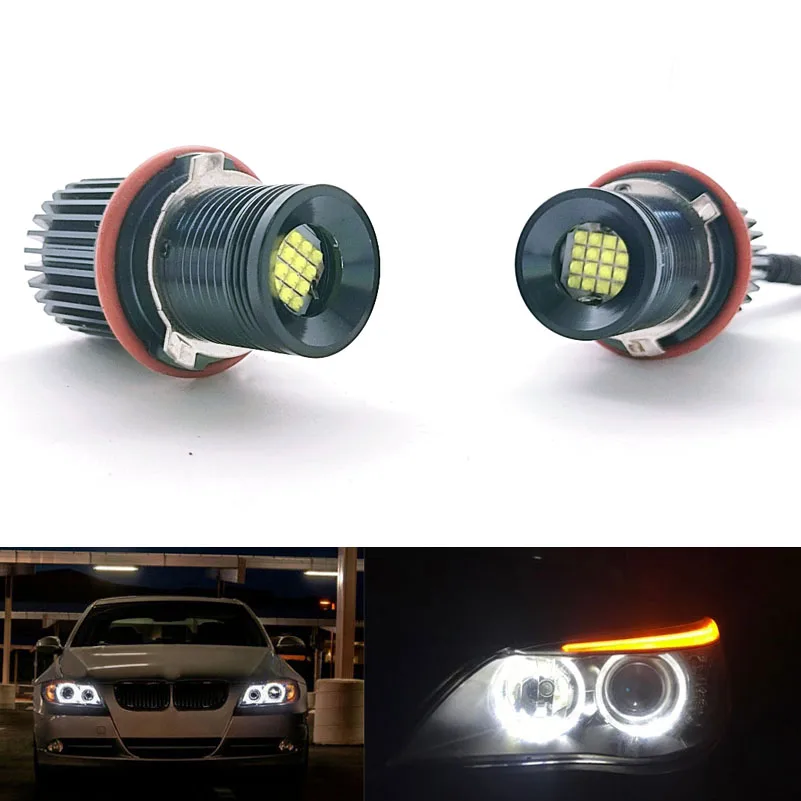 2x160 Вт для BMW E39 E53 E60 E61 E64 E65 E66 E87 X3 X5 светодиодная кольцевая галогенная лампа Angel Eye