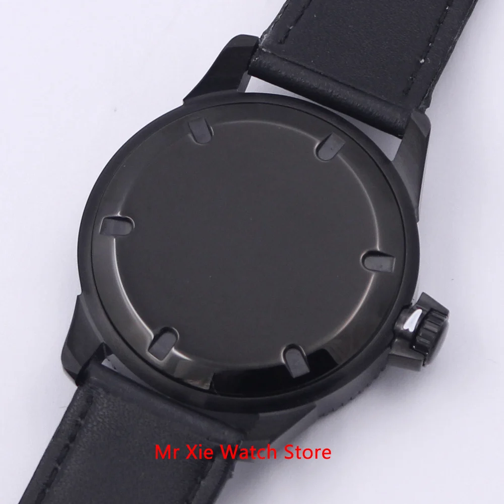 

Bliger 43mm Automatic Mechanical Watch Men Luxury Brand Luminous Waterproof PVD Case Leather Strap Calendar Wristwatches Men