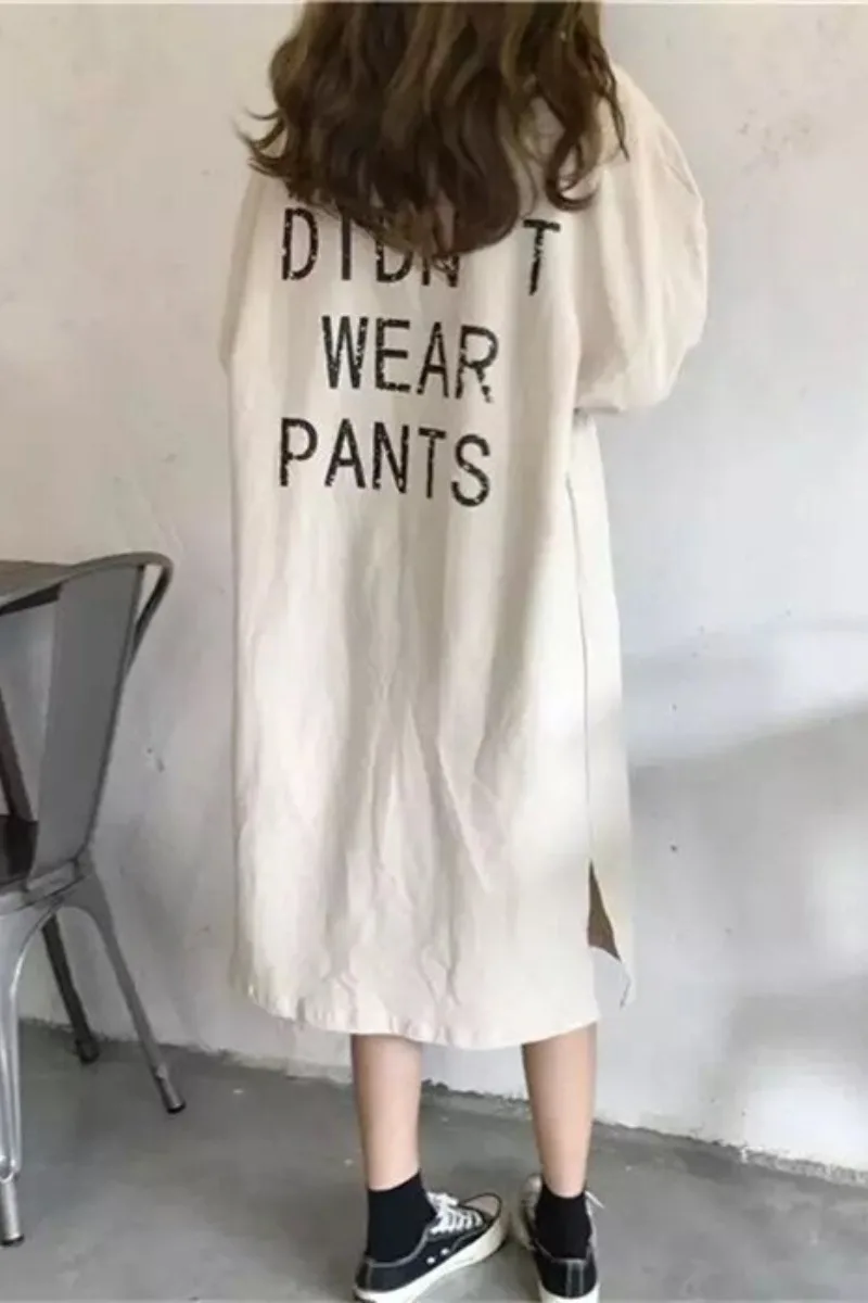 Женское платье футболка с круглым вырезом длинным рукавом и надписью|Женские