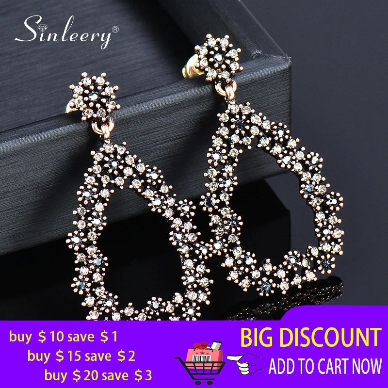 Женские серьги капельки SINLEERY длинные с голубым и серым Цирконом в стиле ретро