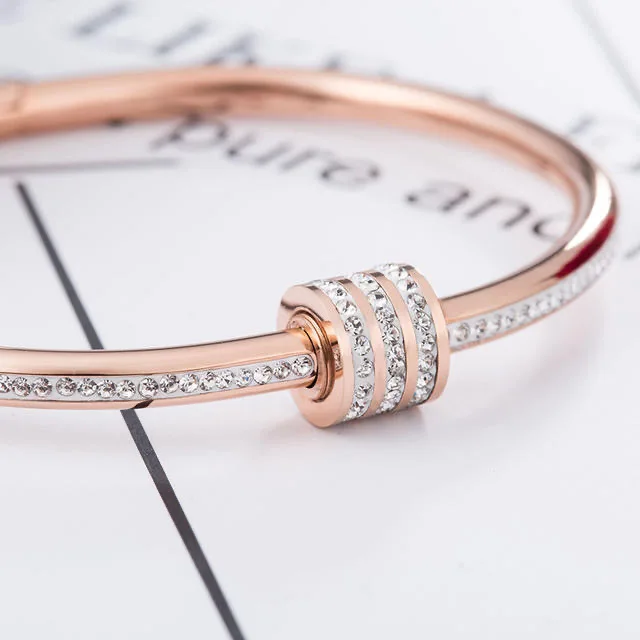 

Titanium steel fashion rose gold twisted teeth bracelet female non-fading diamond-studded zircon light luxury high-quality net r