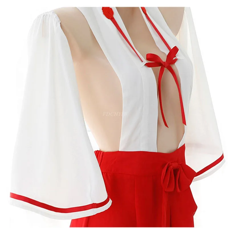 

Japanese Witch Cosplay Dress Kimono Uniform TouHou Project Hakurei Reimu Cosplay Costume Sexy Bikini Lingerie Set Sleepwear