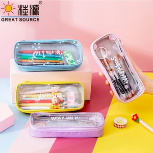 Прозрачный чехол для карандашей с крышкой, школьные принадлежности, чехол для карандашей, эстетический Большой Вместительный чехол на молнии (1 шт.)