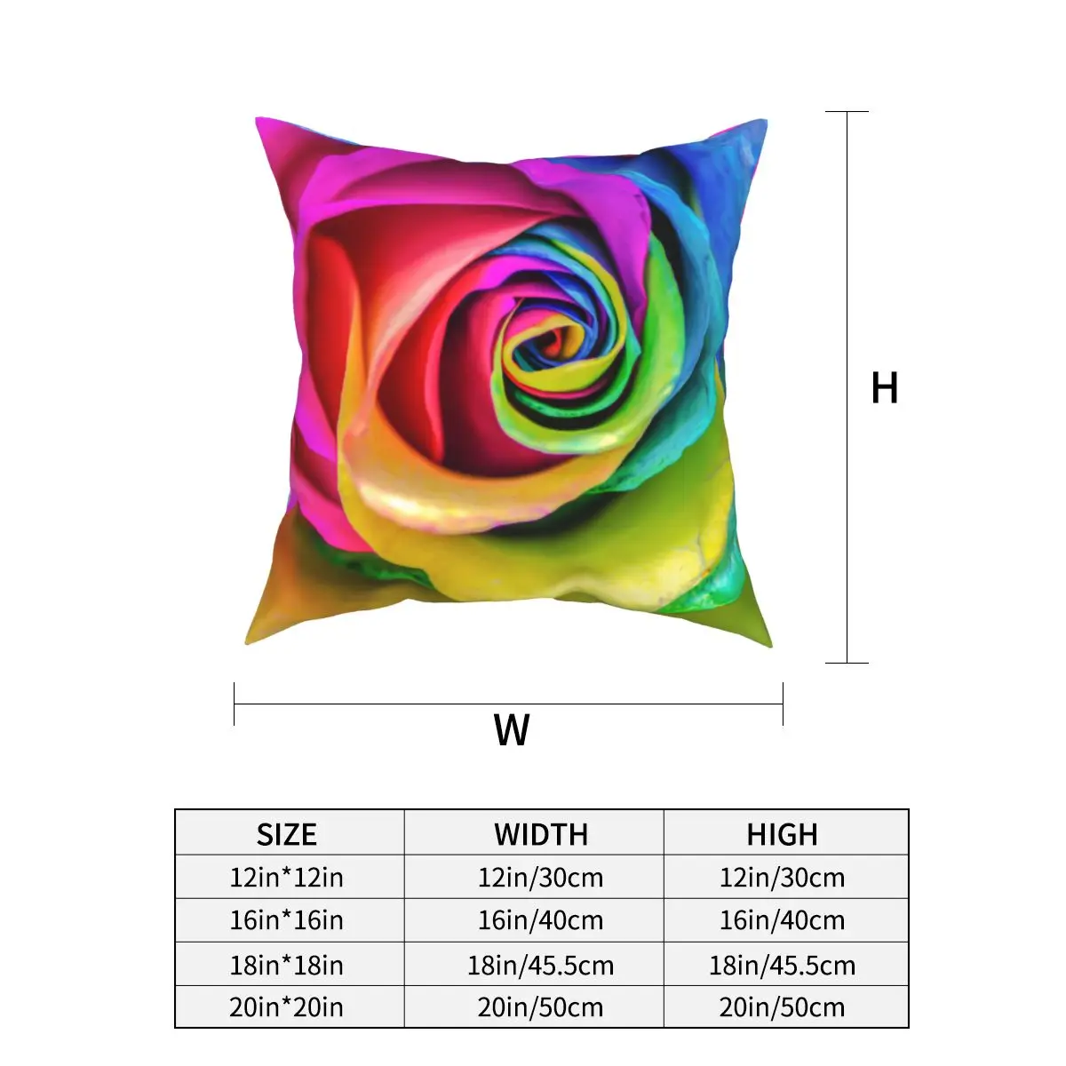 

Rainbow Rose Nature Flower Pillowcase Printed Polyester Cushion Cover Decorative Pillow Case Cover Living Room Square 40X40cm