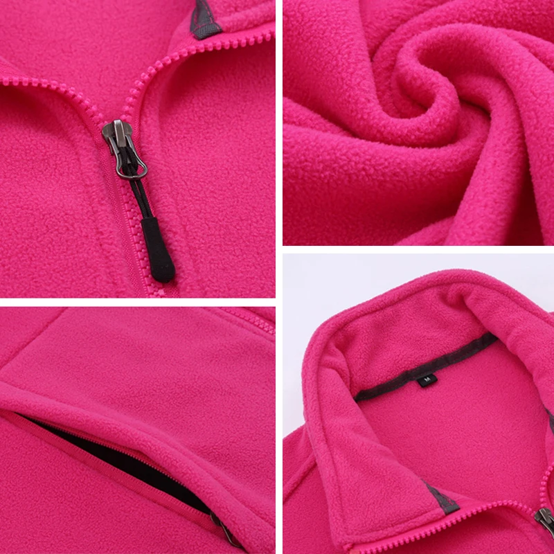 

NANCY TINO Women Jacket for Outdoor Hiking Camping Cycling Fleece Thermal Warm Solid Color Stand Collar Zipper Couples Jackets