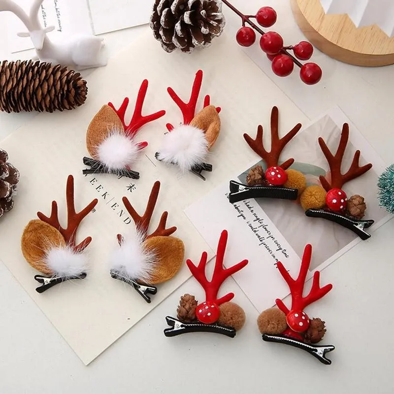 

2pcs/set Christmas Cute Deer Ear Hair Clips For Girls Hairpins Hairgrips Kids Christmas Antler Hairpin Barrette Hair Accessories