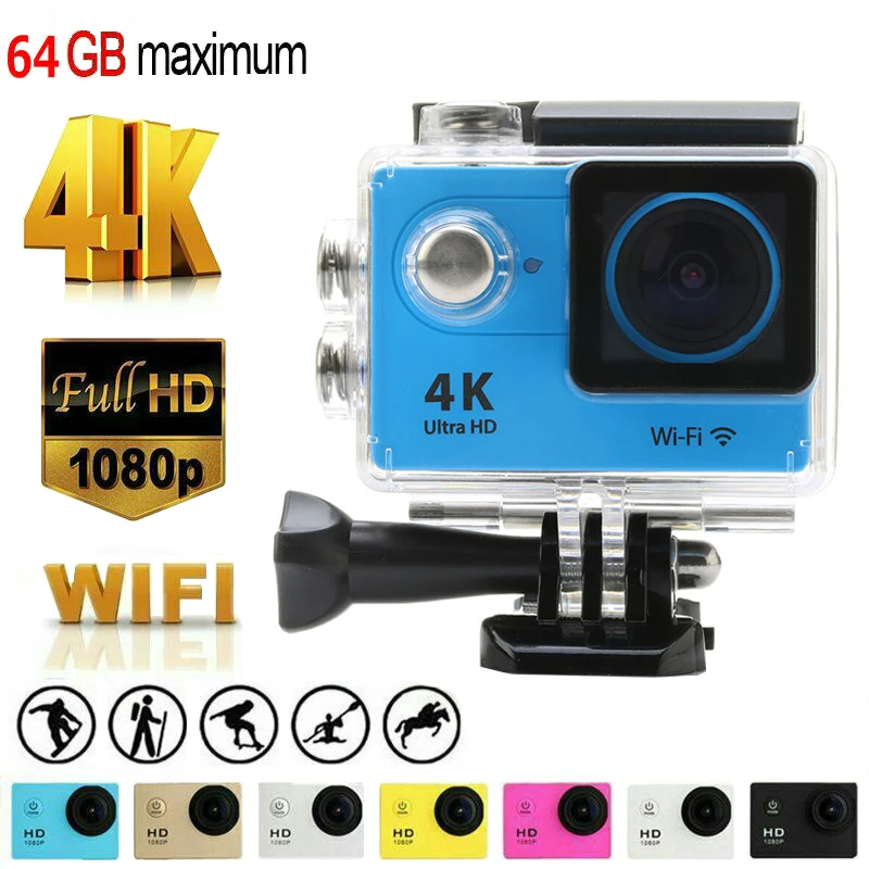 4K Wifi Экшн камера Full HD 30m Водонепроницаемая спортивная видеокамера DVR шлем