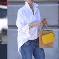 summer 2021 leisure elegant horn sleeve office workwear top solid color ladies shirt