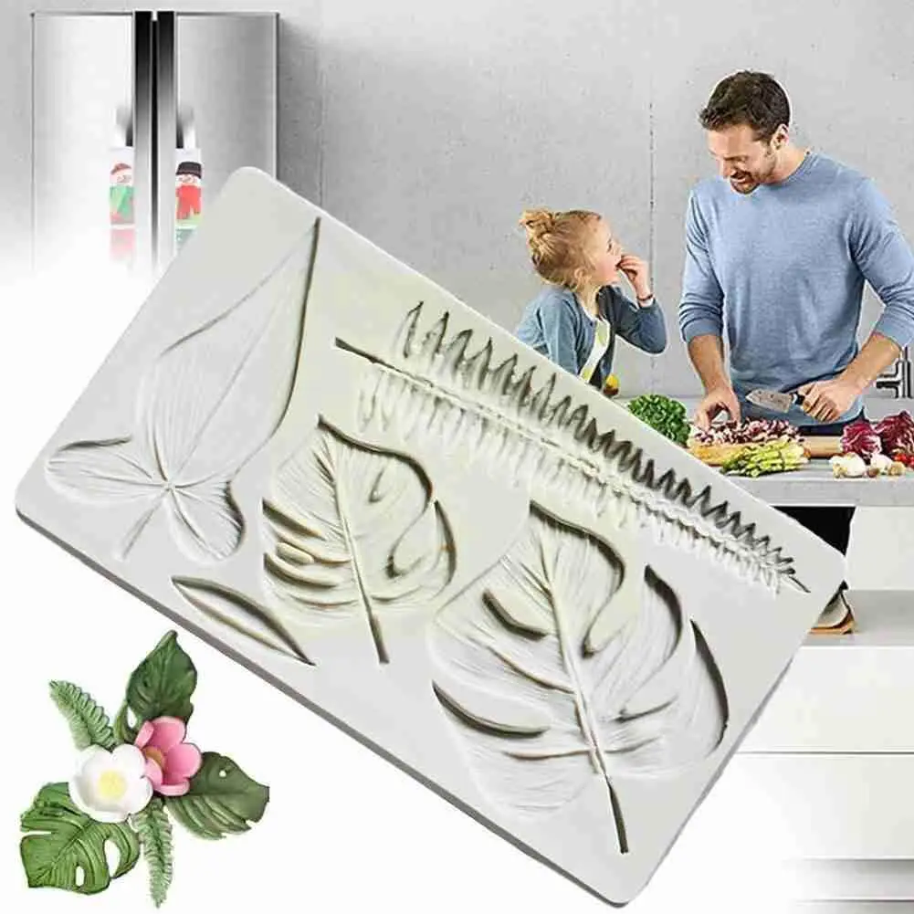 

Форма для мастики с тропическими фруктами и листьями, форма для шоколада, печенье, форма для мастики, глина для украшения, инструмент «сдела...