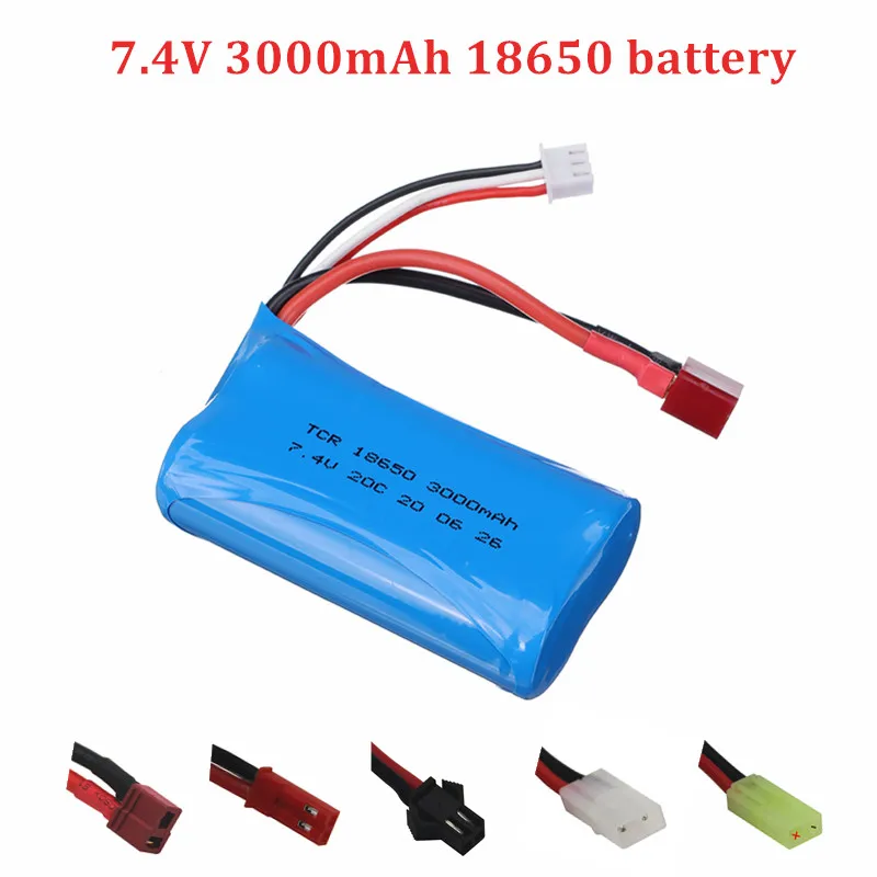 Литий-Полимерный Аккумулятор 7 4 В 3000 мАч 18650 2S T разъем для Q46 Wltoys 10428 /12428/12423